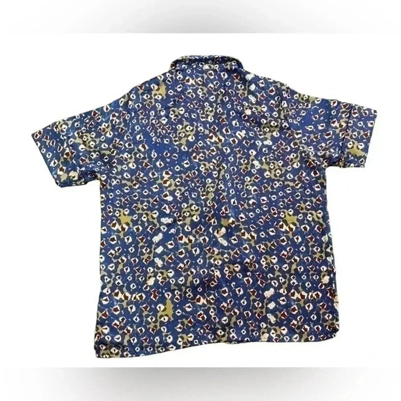 SATIN CAMP SHIRT IN BLUE DAZZLE ZOE DOT Size Large - Picture 7 of 11